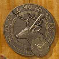 Whitetale Deer Clock Thermometer