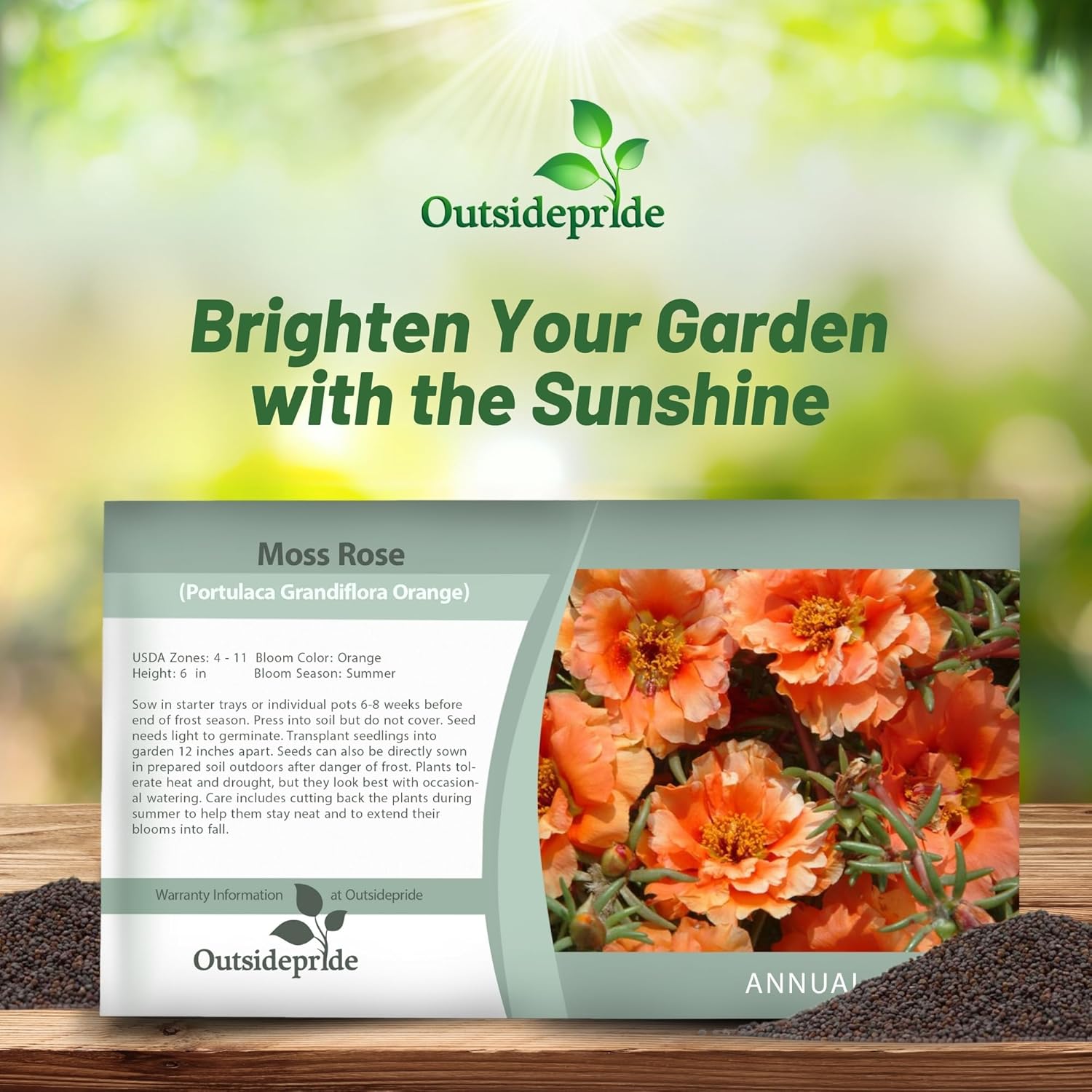 Orange Moss Rose Seed Packet