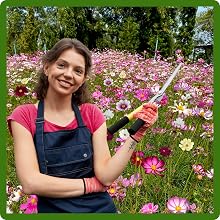 Women Tending To Cosmos Flower Garden