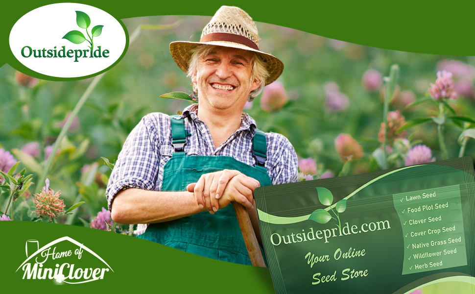 Man in Field of Red Clover Ready to Harvest