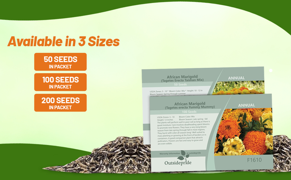 Tagetes erecta African Marigold Seed Packets For Planting