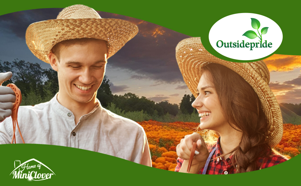 Man & Women in Tagetes Patula Marigold Flower Garden