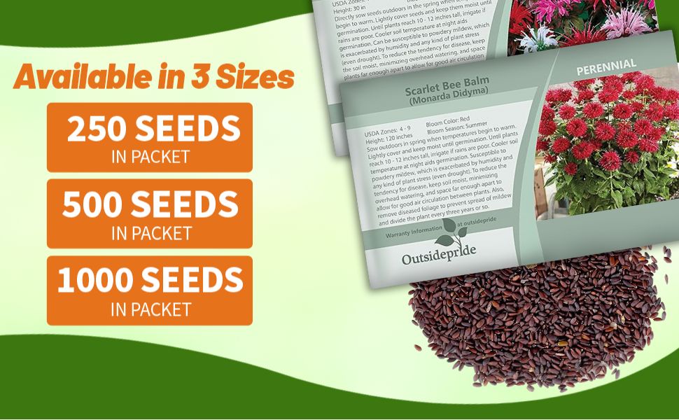 Monarda Didyma Bee Balm Mix Seed Packet For Planting