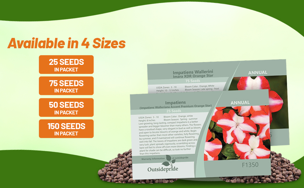 Orange and White Impatiens Flower Seed Packets For Planting