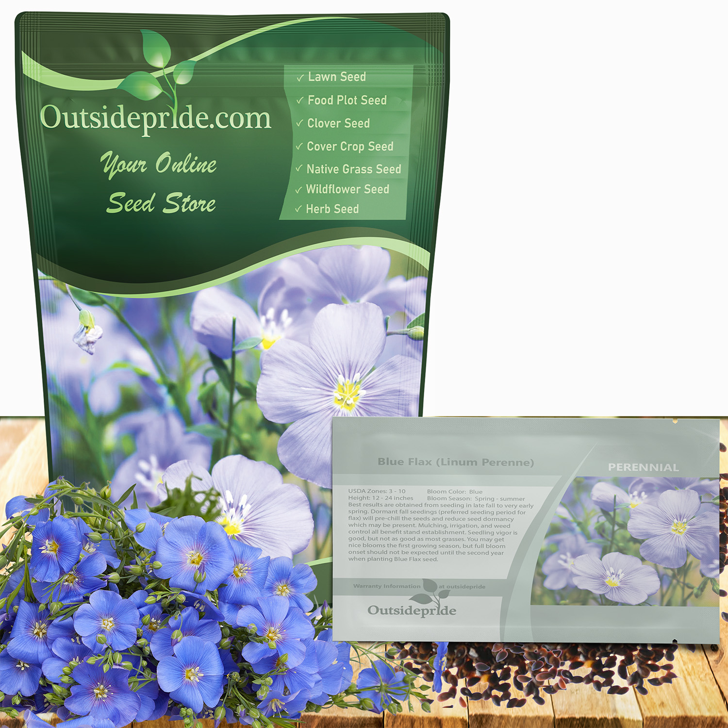 Blue Flax Wild Flower Seed Bag
