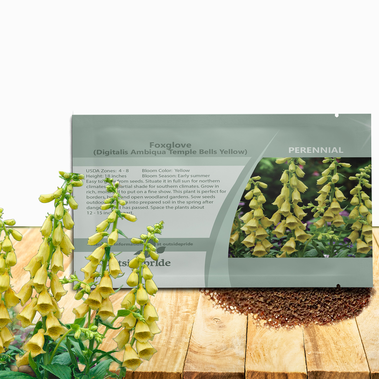 Foxglove Yellow Flower Seed Packet