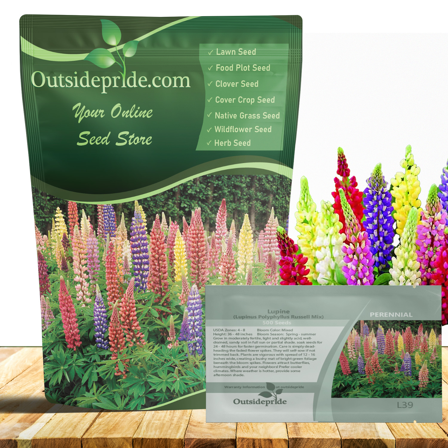 Lupine Russell Flower Seed Bag