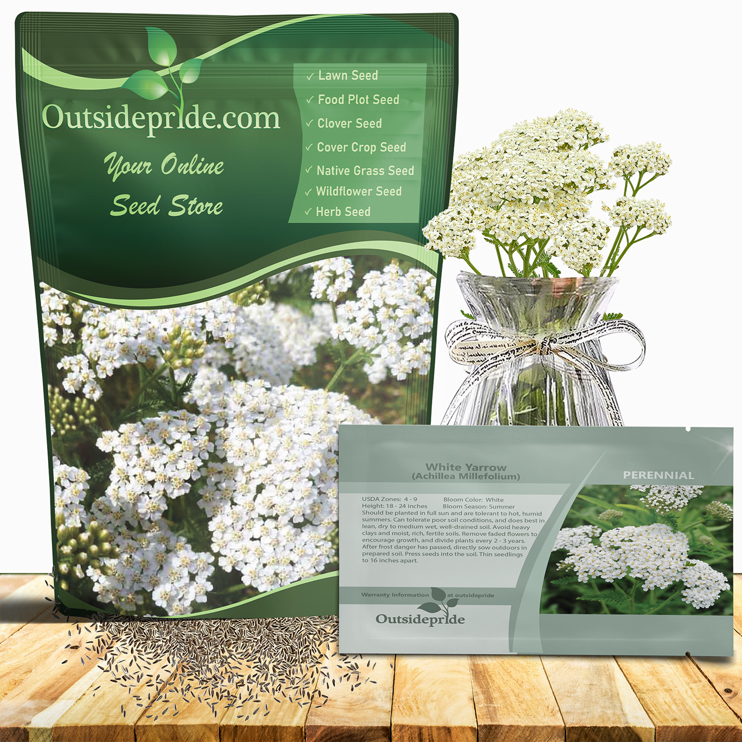 White Yarrow Seed Bag