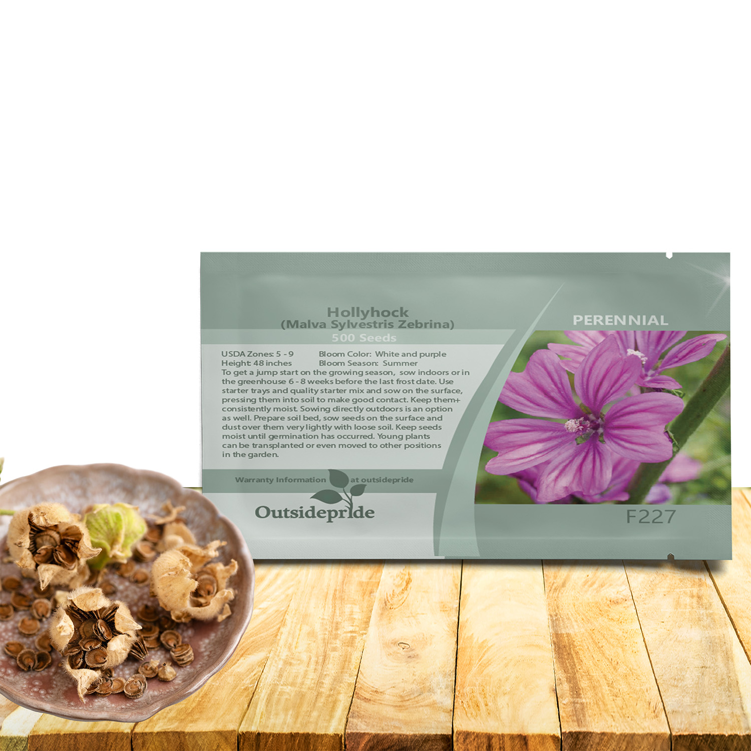 Hollyhock Zebrina Seed Packet