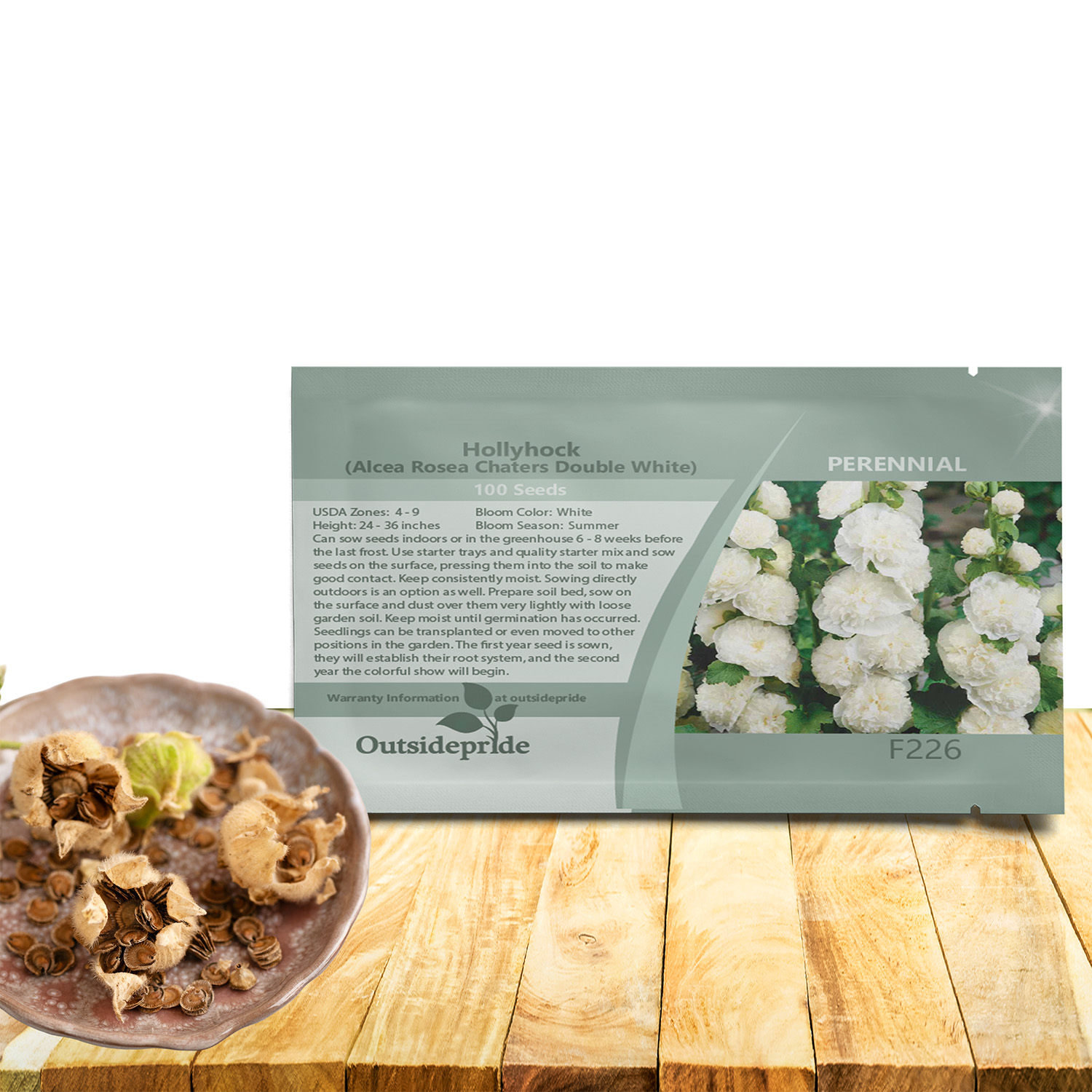 White Musk Mallow Flower Seed Packet