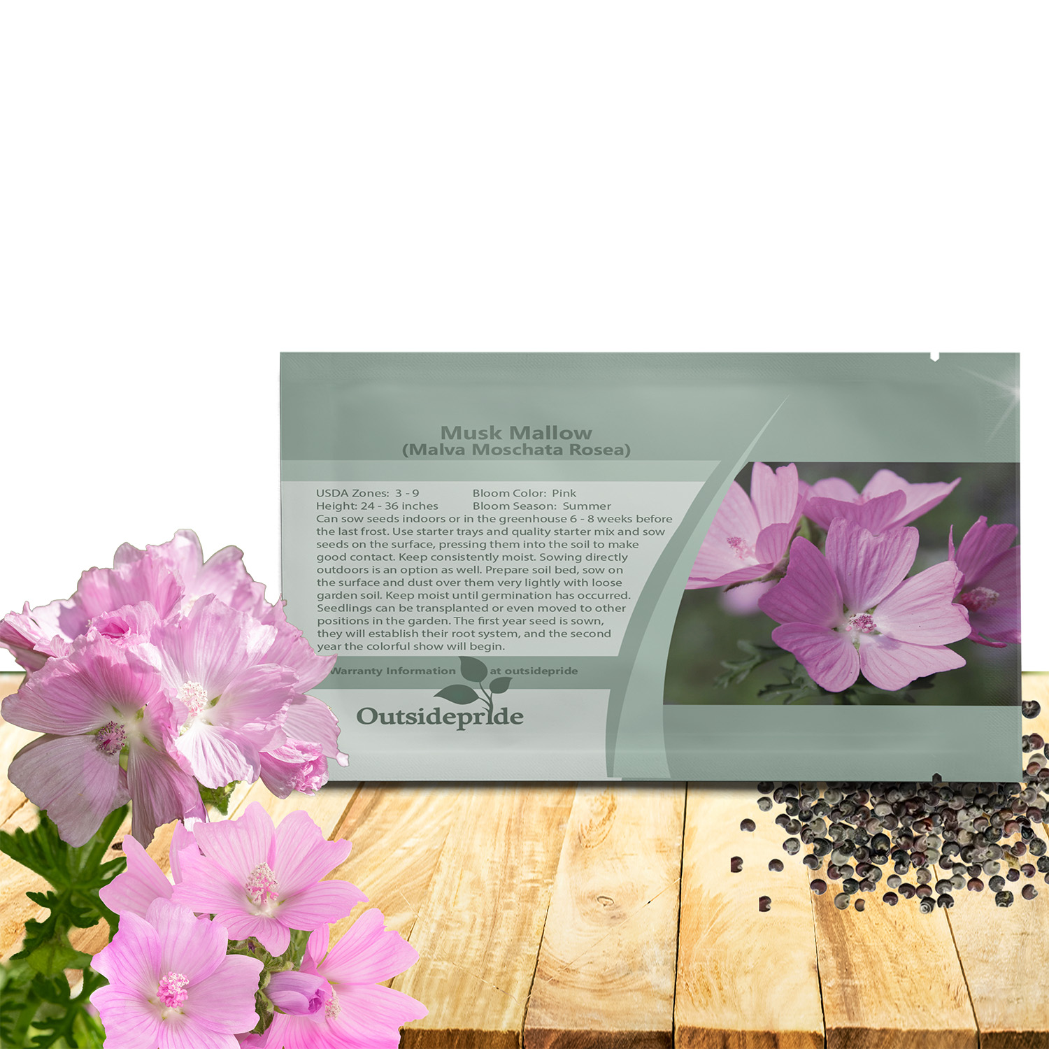 Musk Mallow Rosea Seed Packet For Planting