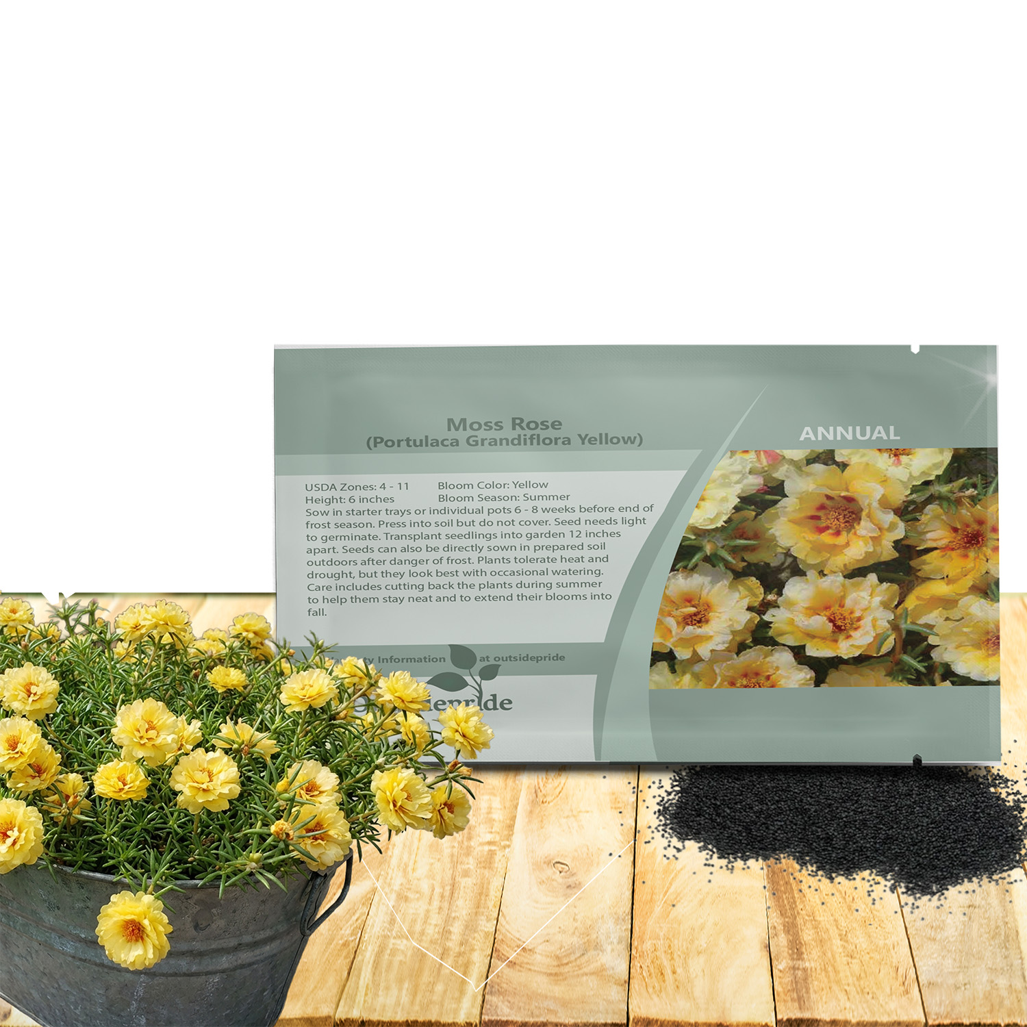 Yellow Moss Rose Seed Packet