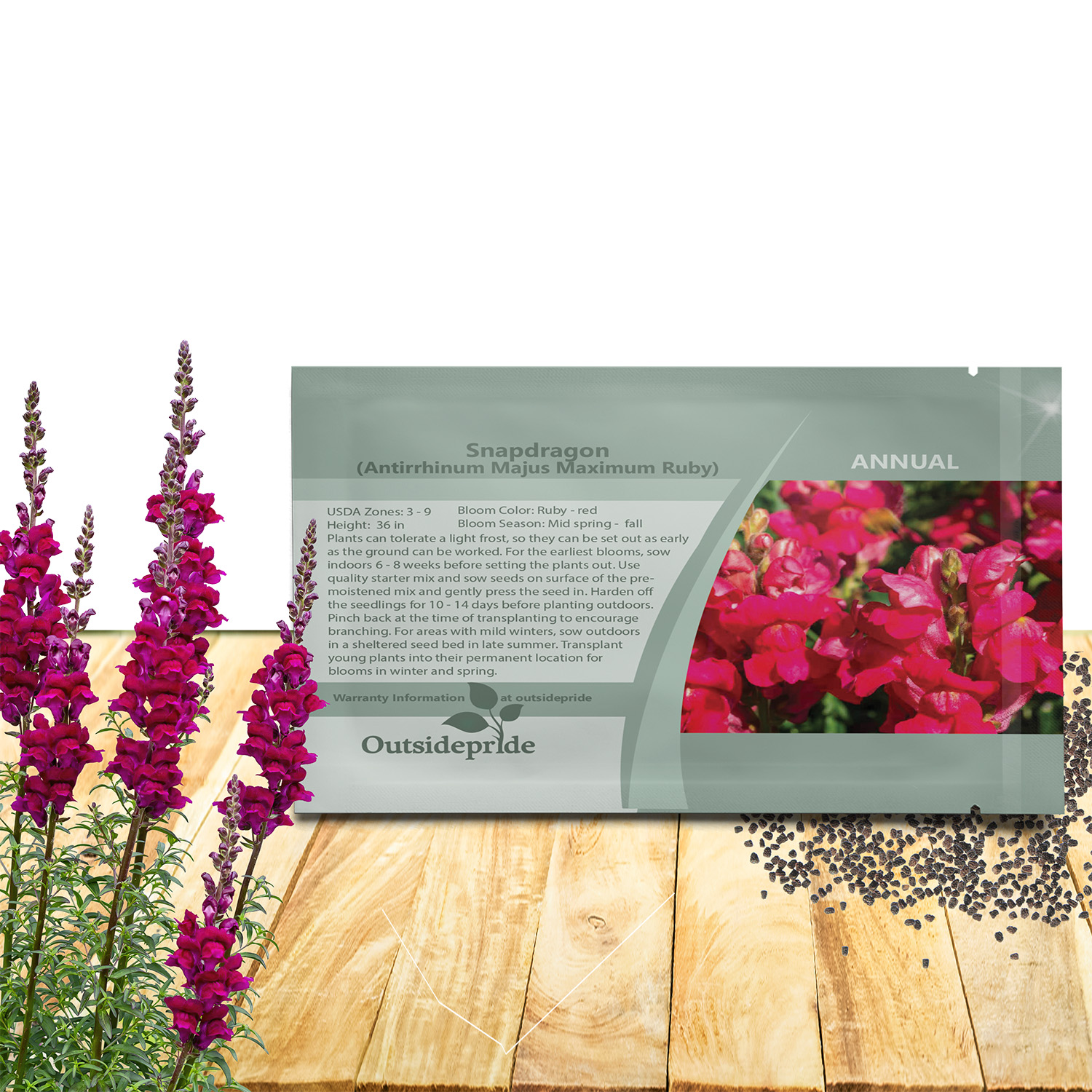 Snapdragon Ruby Red Seed Packet