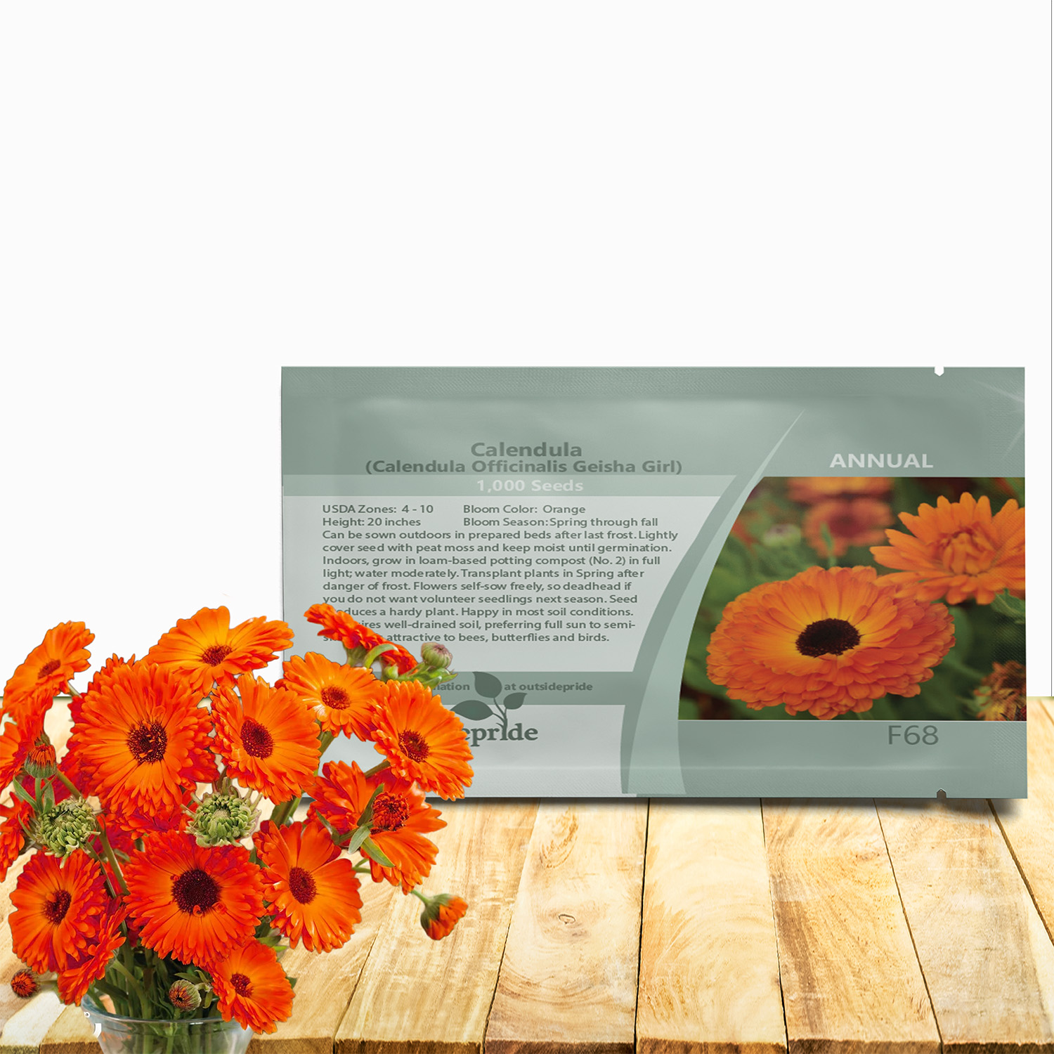 Calendula Geisha Girl Seed Packet