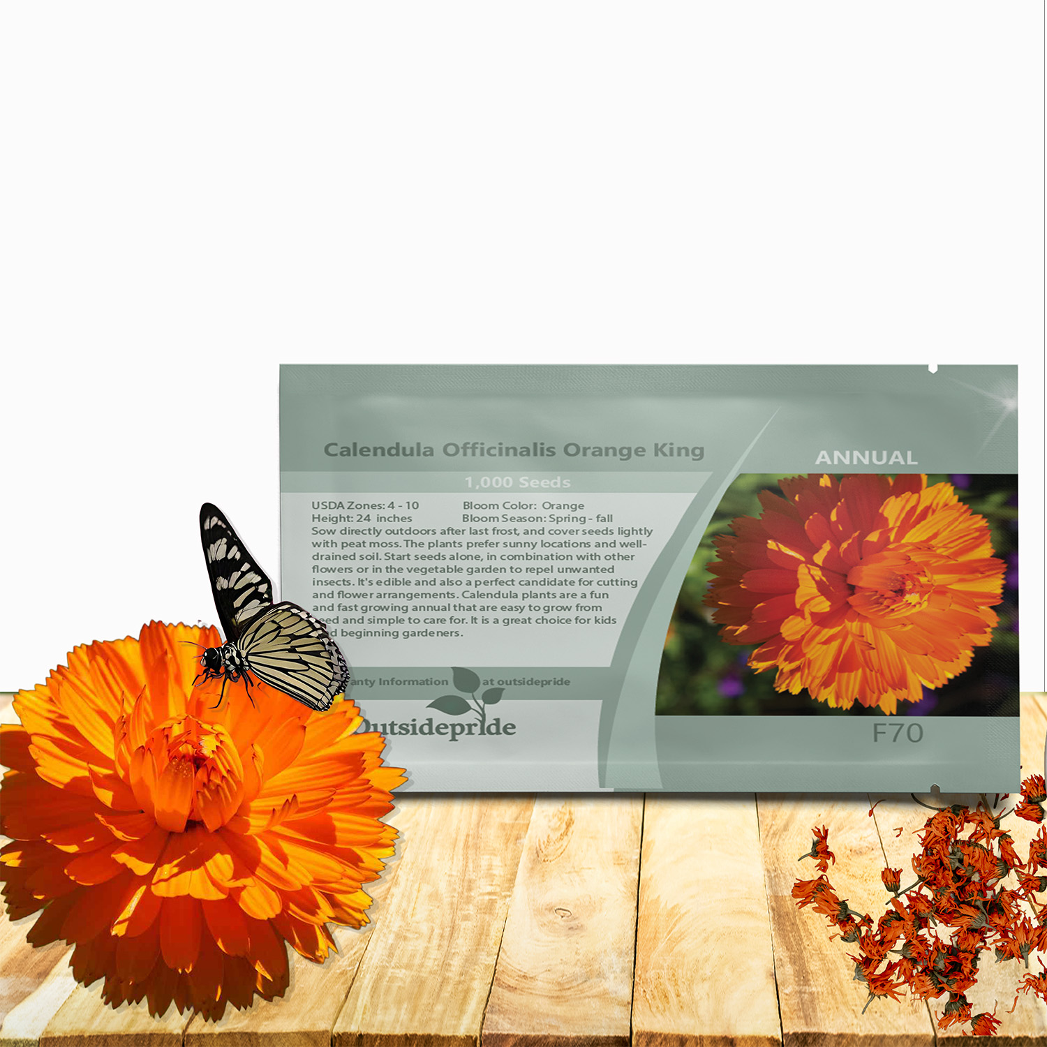 Calendula Orange King Flower Seed Packet