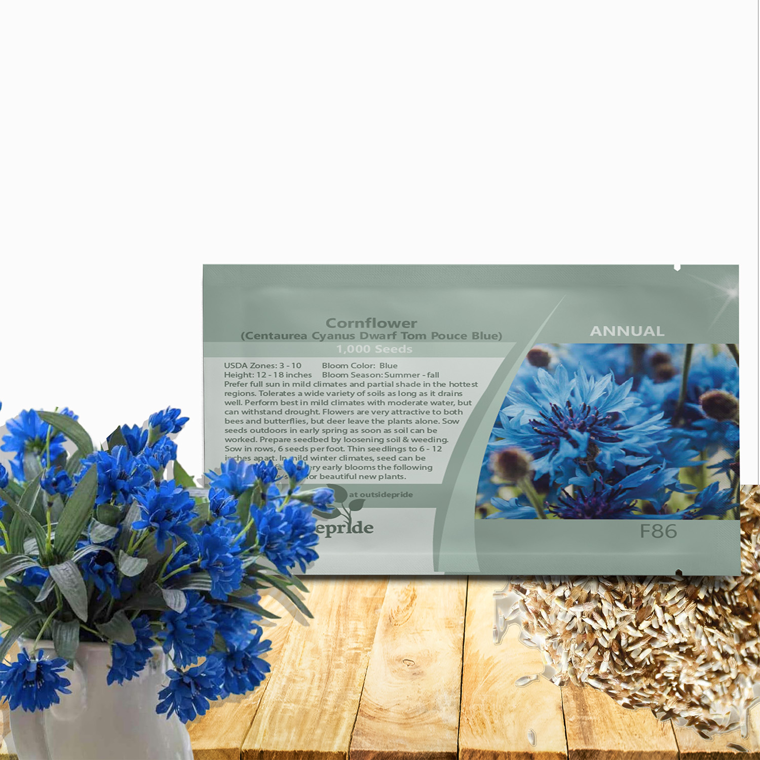 Short Blue Cornflower Seed Packet