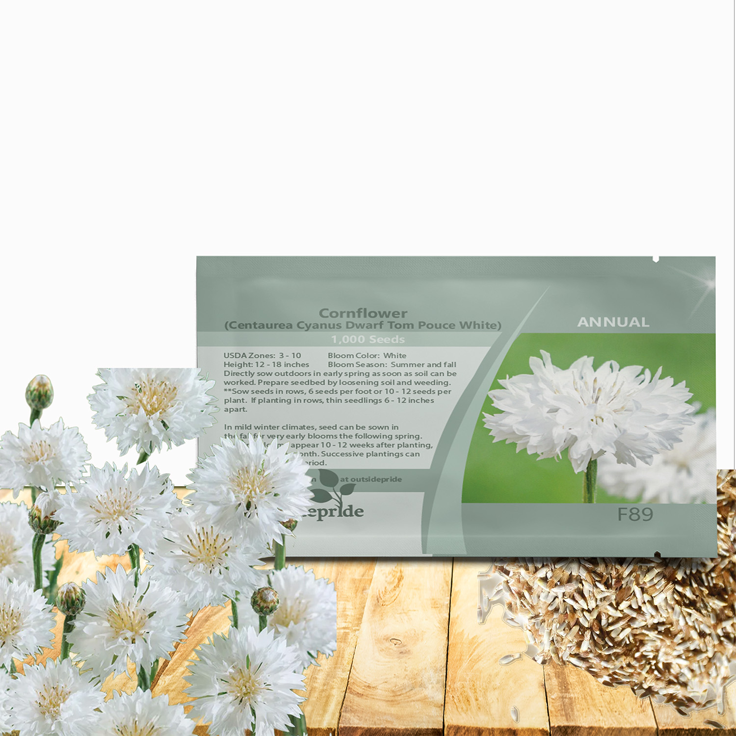White Cornflower Seed Packets
