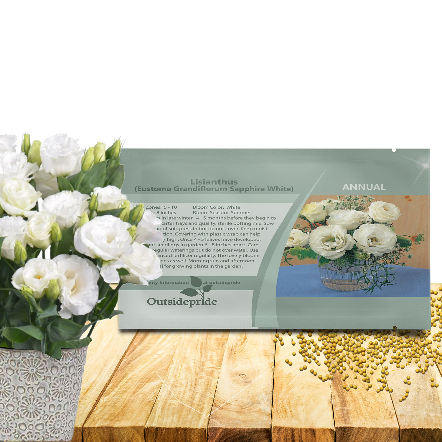 Lisianthus Sapphire Double White Seed Packet