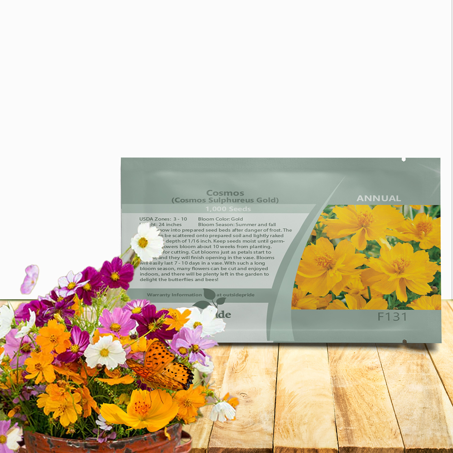 Cosmos Sulphureus Gold Seed Packet