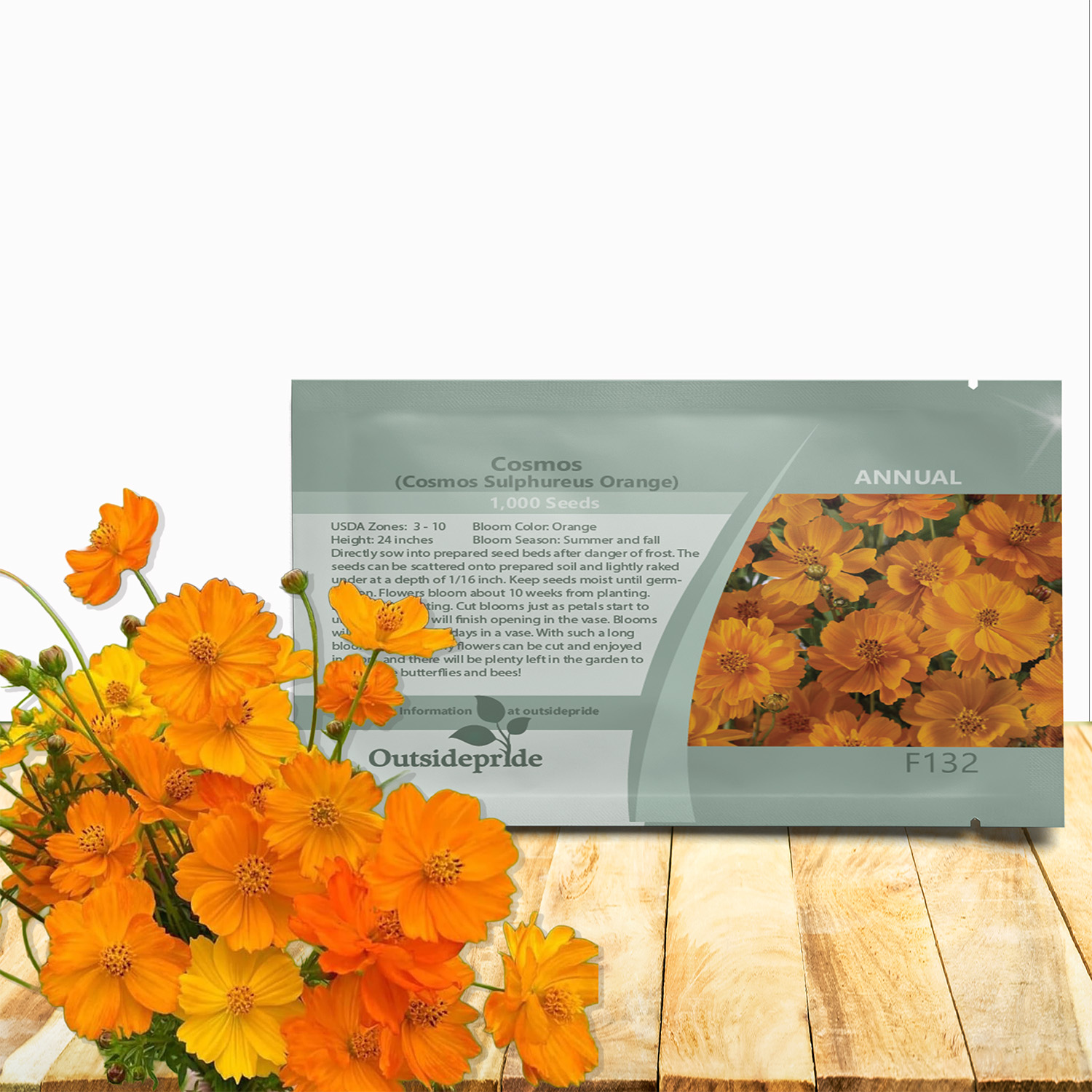Cosmos Sulphureus Orange Seed Packet