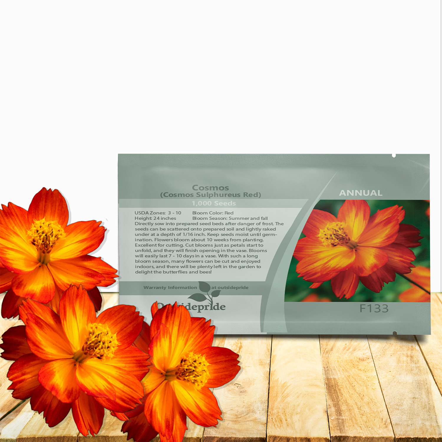Cosmos Sulphureus Red Seed Packet