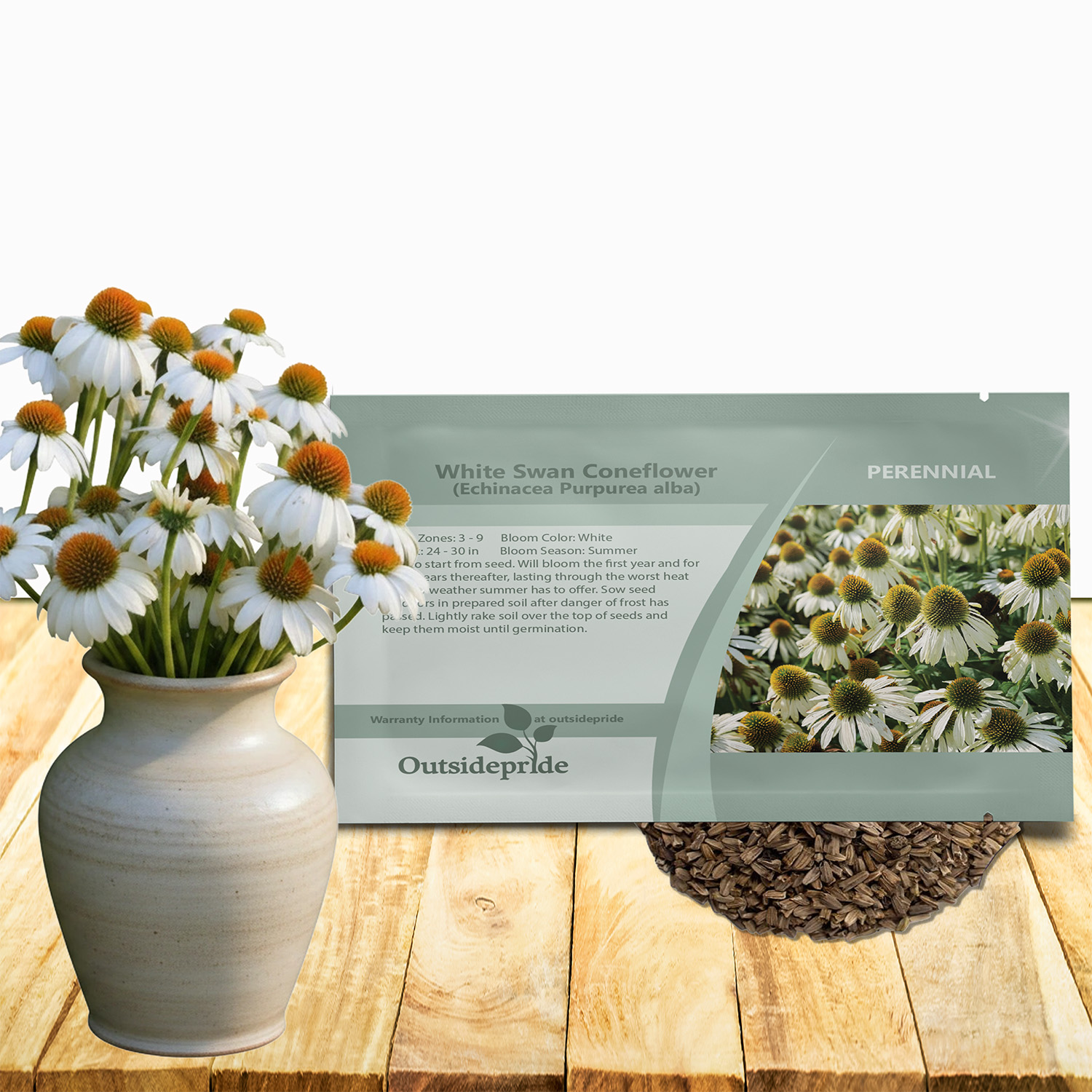 White Swan Coneflowers Seed Packet