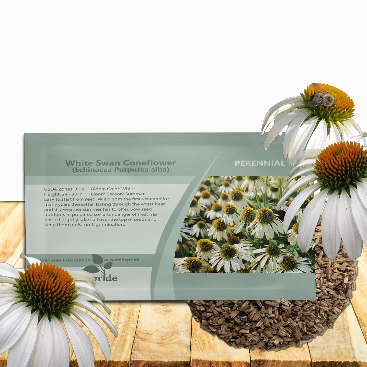 White Swan Coneflowers Seed Packet