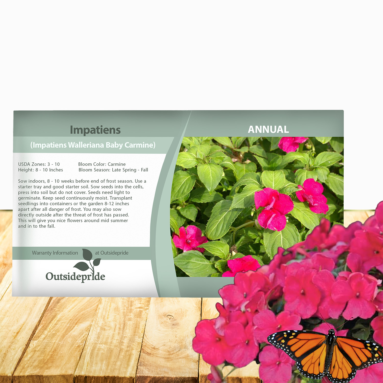Impatiens Carmine Seed Packet