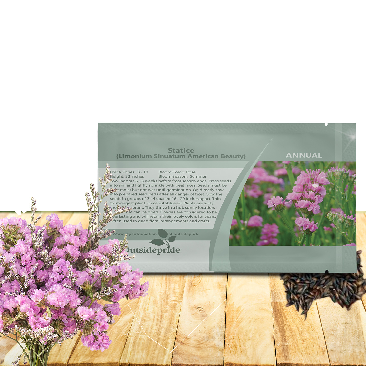 Statice American Beauty Rose Seed Packet