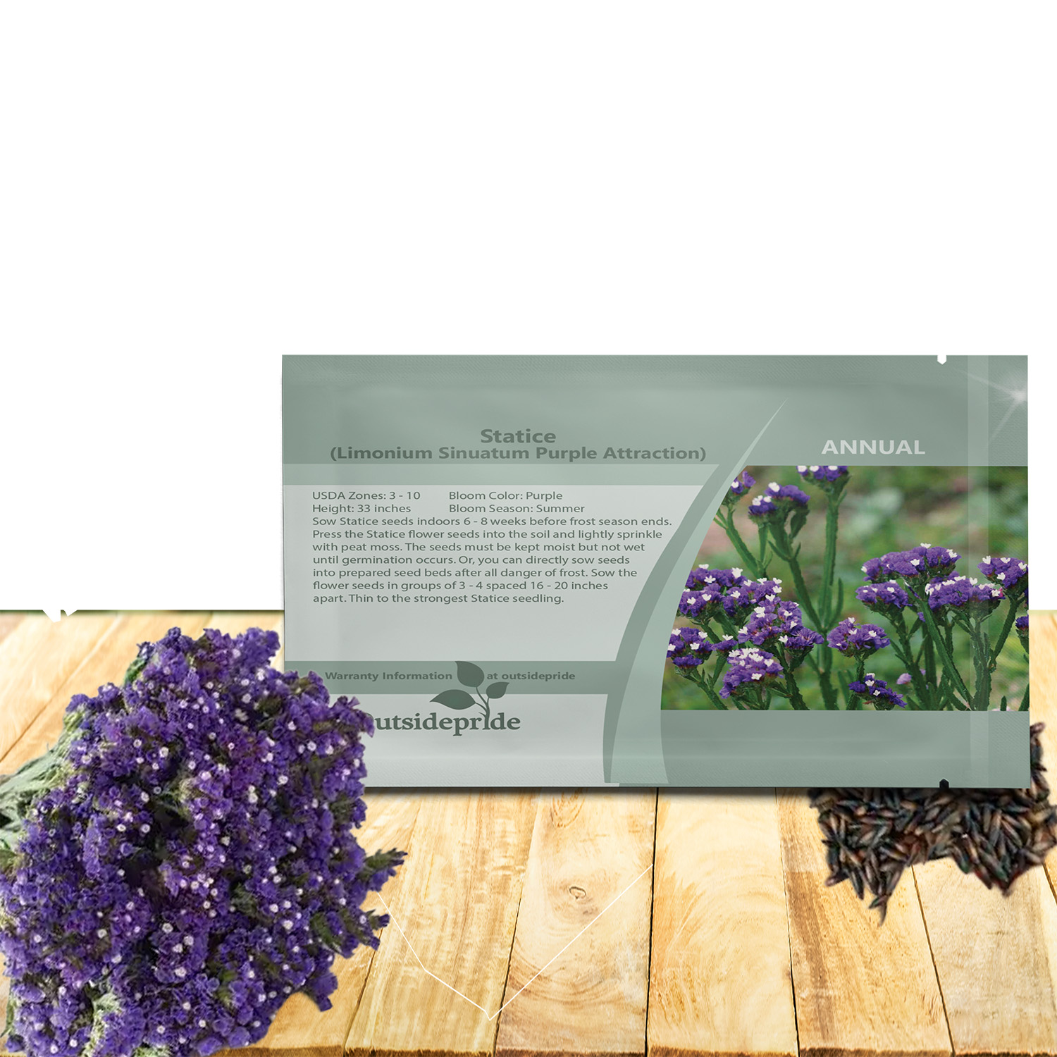 Statice Purple Flower Seed Packet