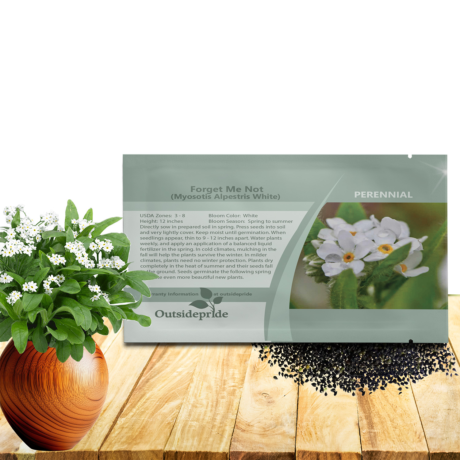 Myosotis White Garden Seed Packet For Planting