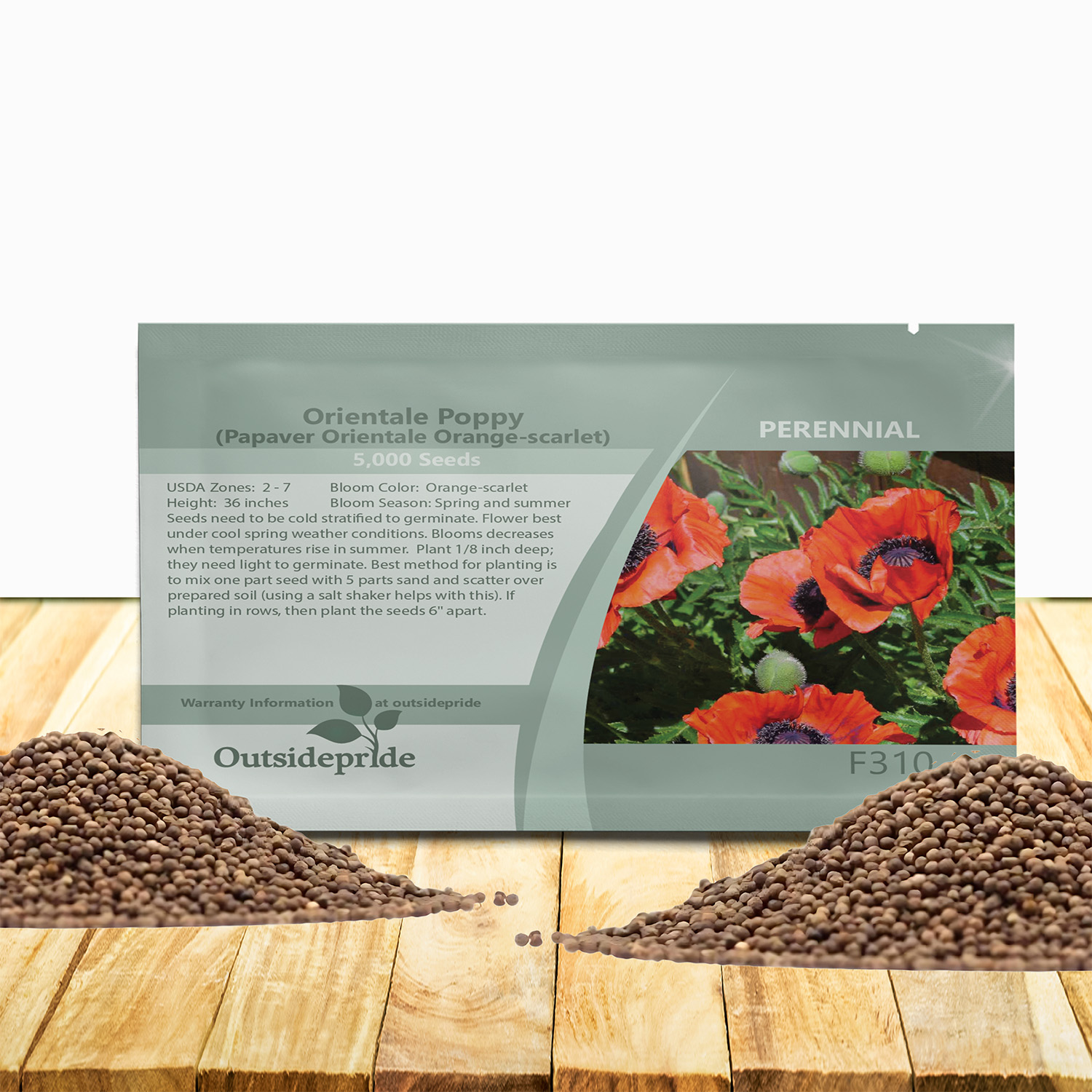Papaver Orientale Orange-scarlet Seed Packet