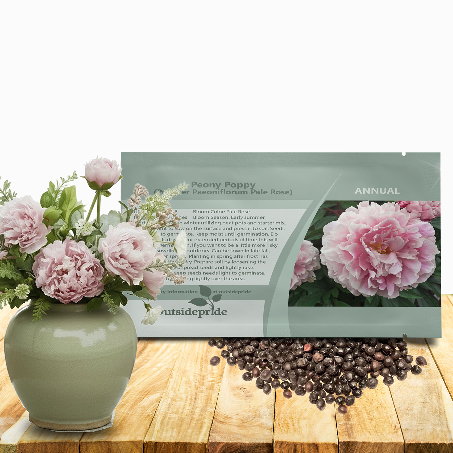Peony Pale Rose Seed Packet For Planting