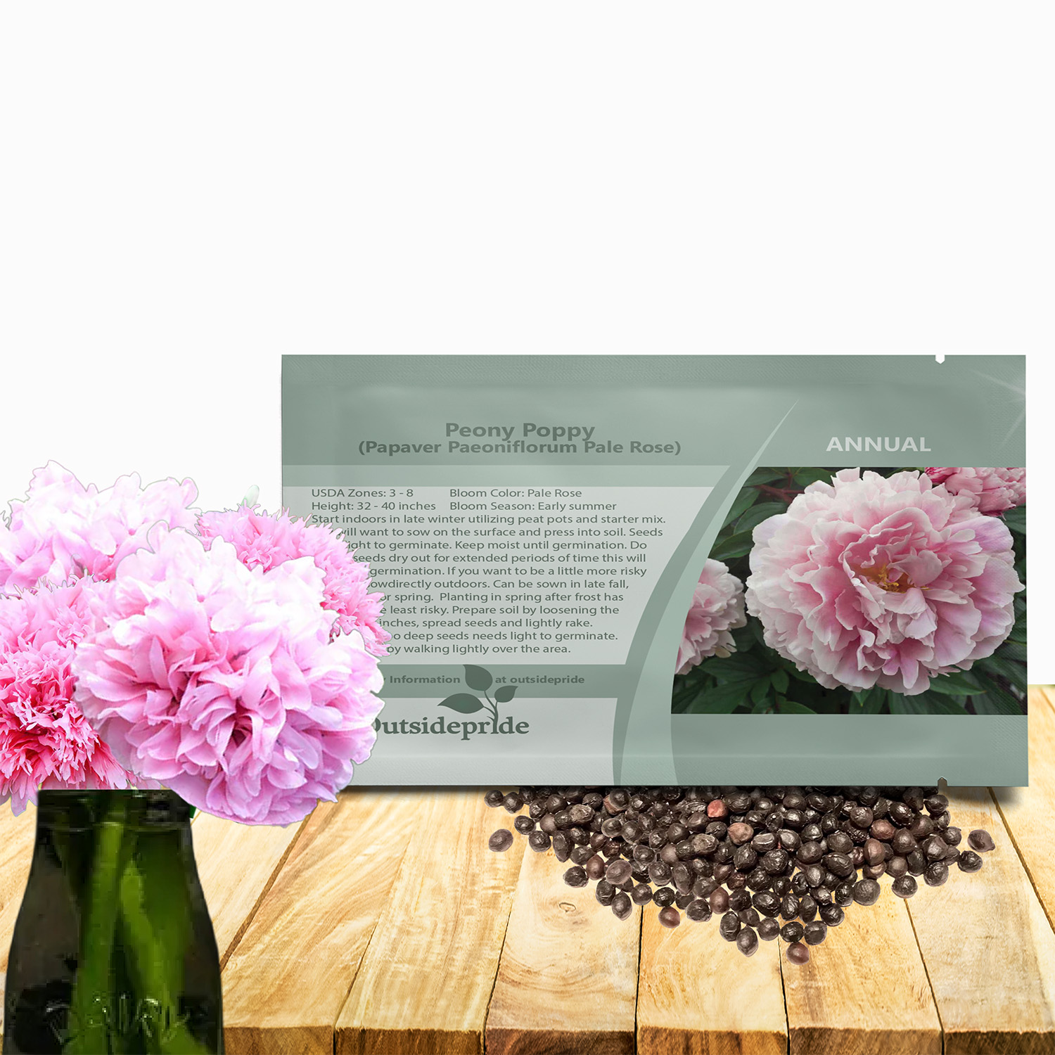 Peony Pale Rose Seed Packet For Planting