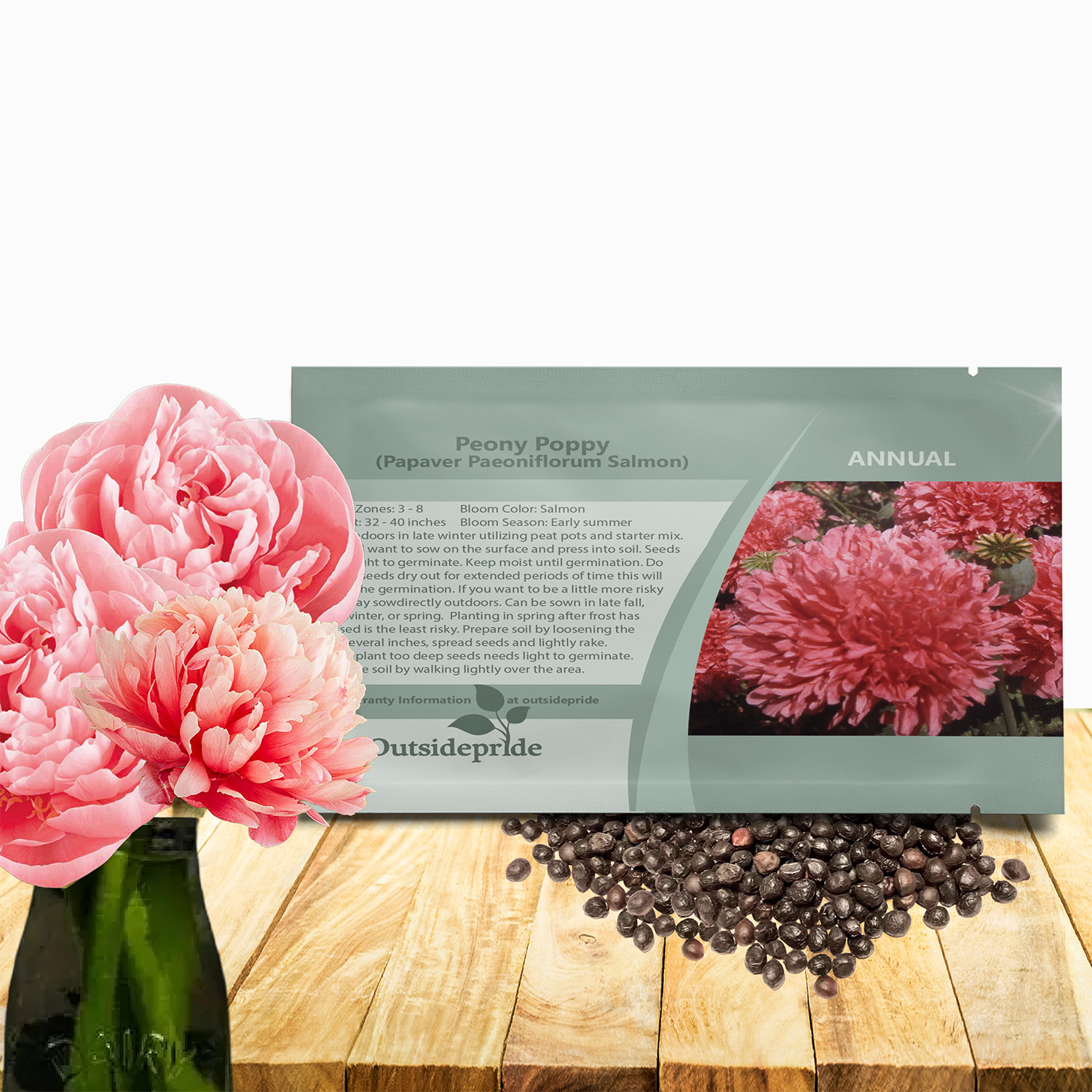 Papaver Peony Salmon Seed Packet For Planting