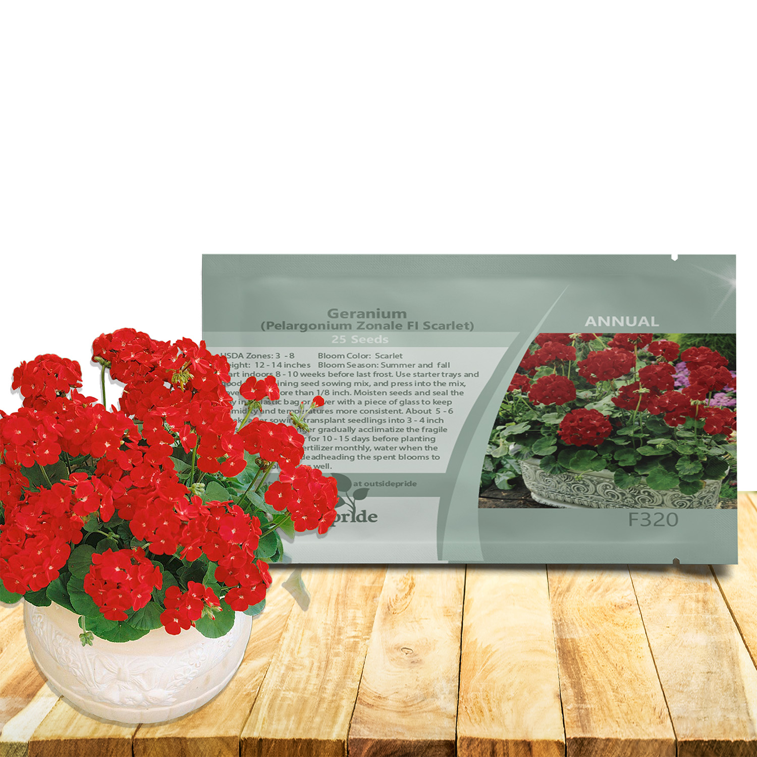 Geranium Scarlet Flower Seed Packet
