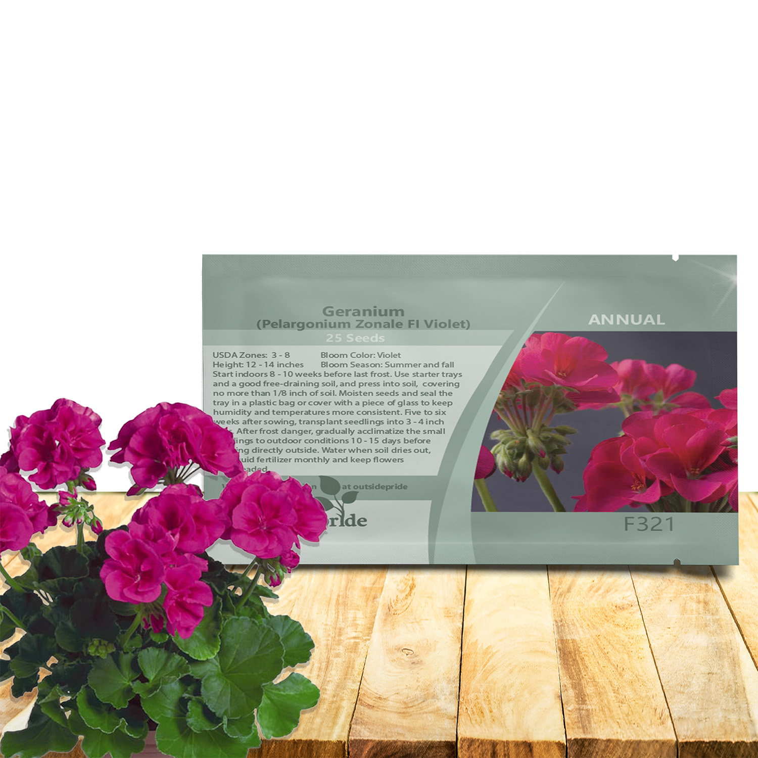 Geranium Violet Flower Seed Packet