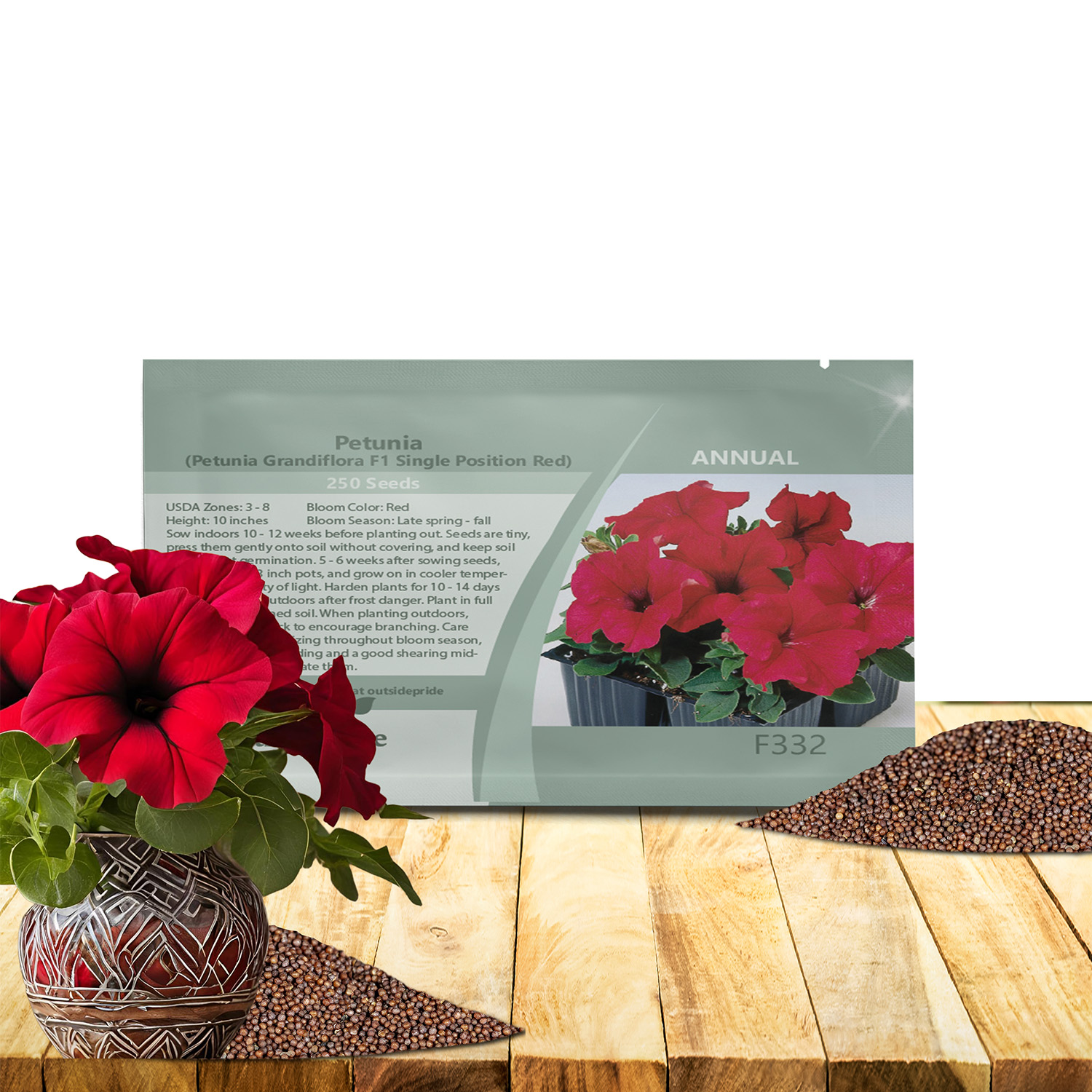 Petunia Red Flower Seed Packet