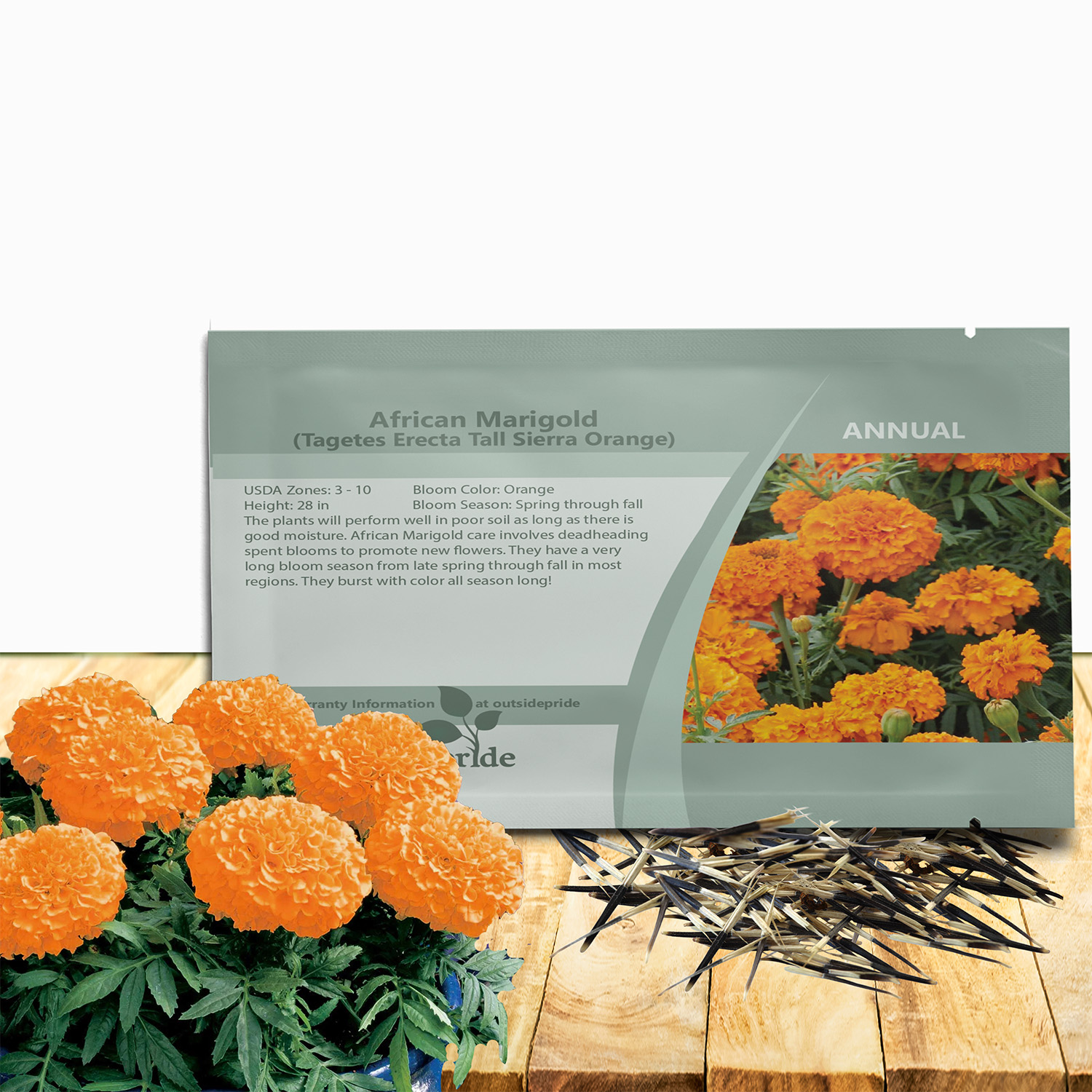 African Marigold Orange Seed Packet