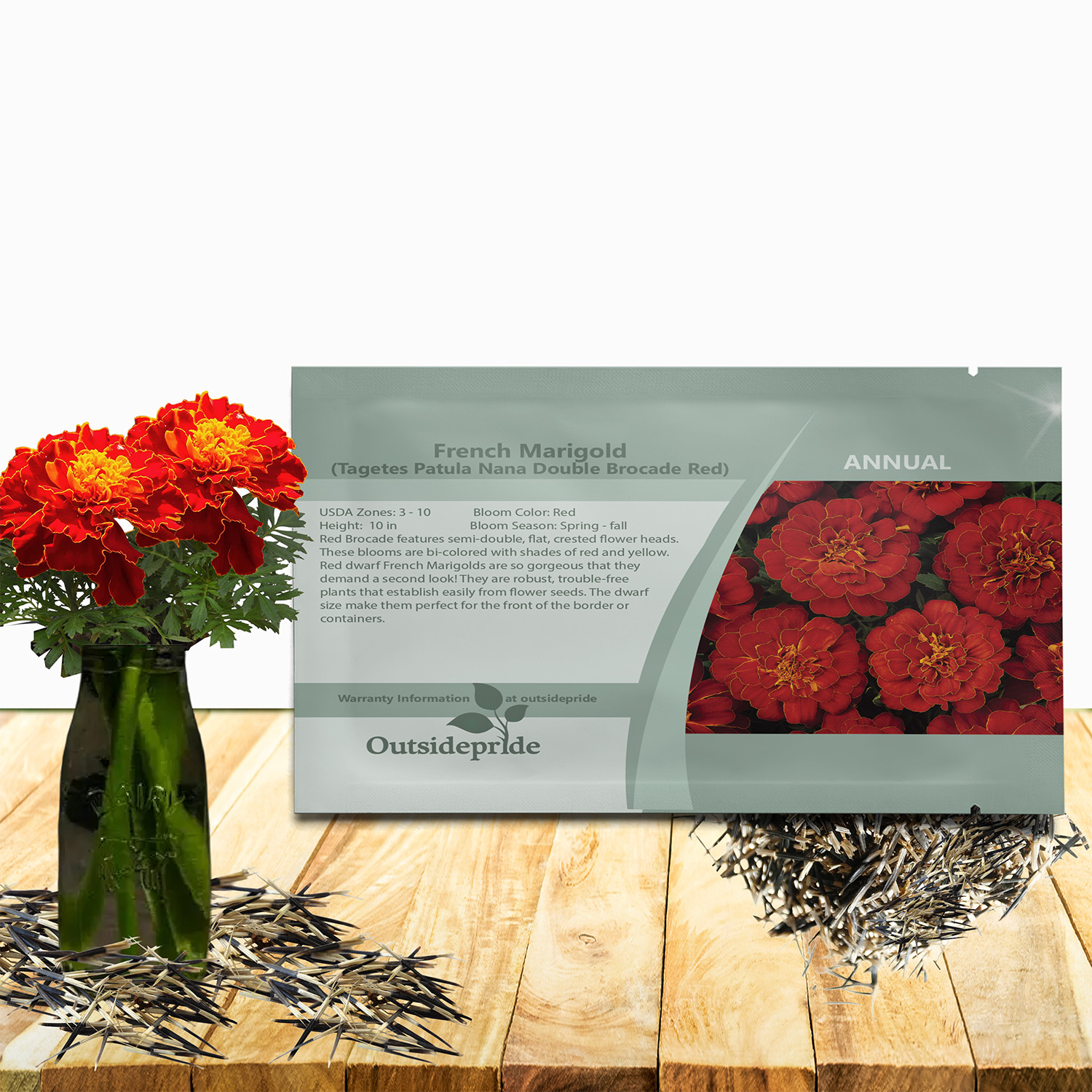 French Marigold Red Flower Seed Packet
