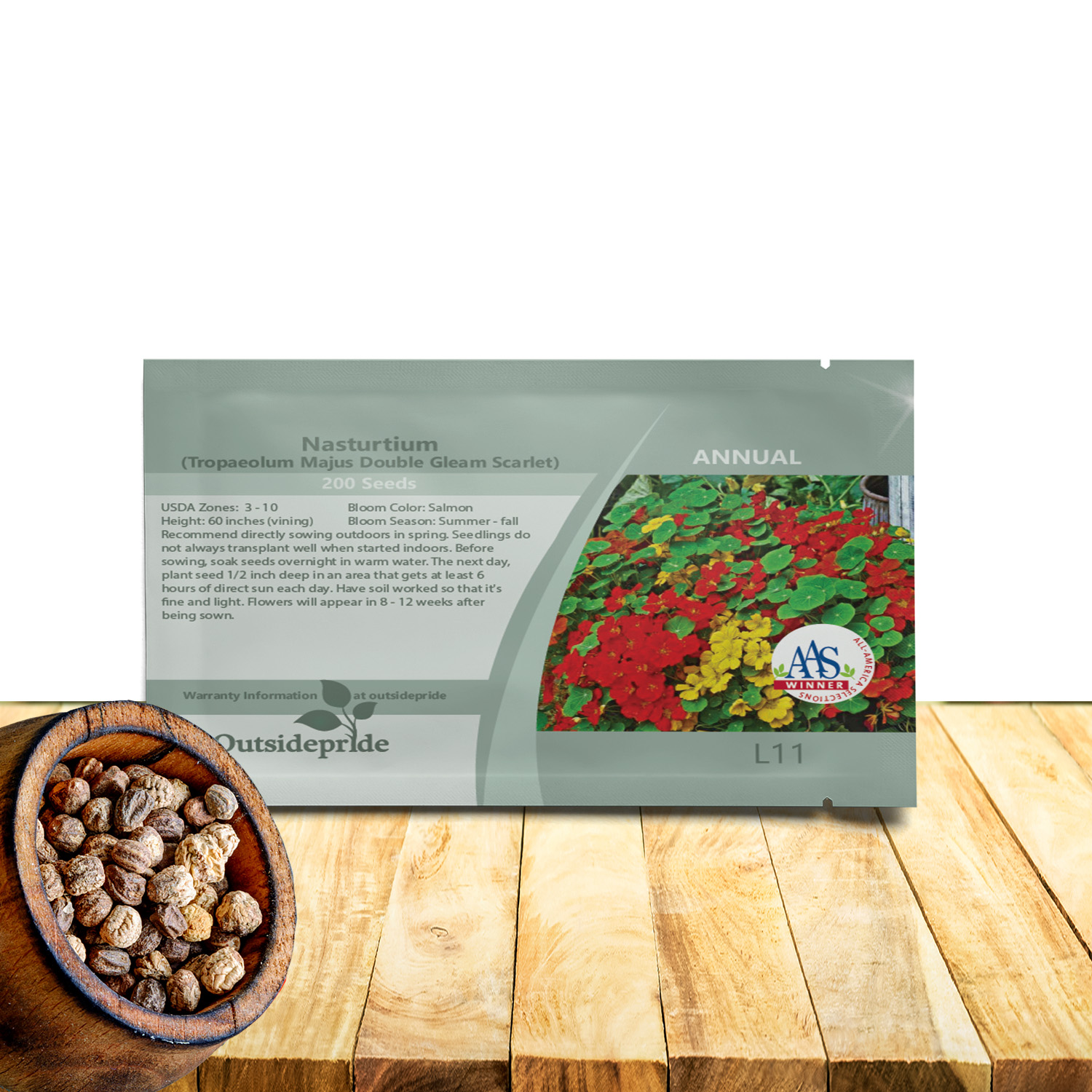 Nasturtium Double Gleam Scarlet Seed Packet