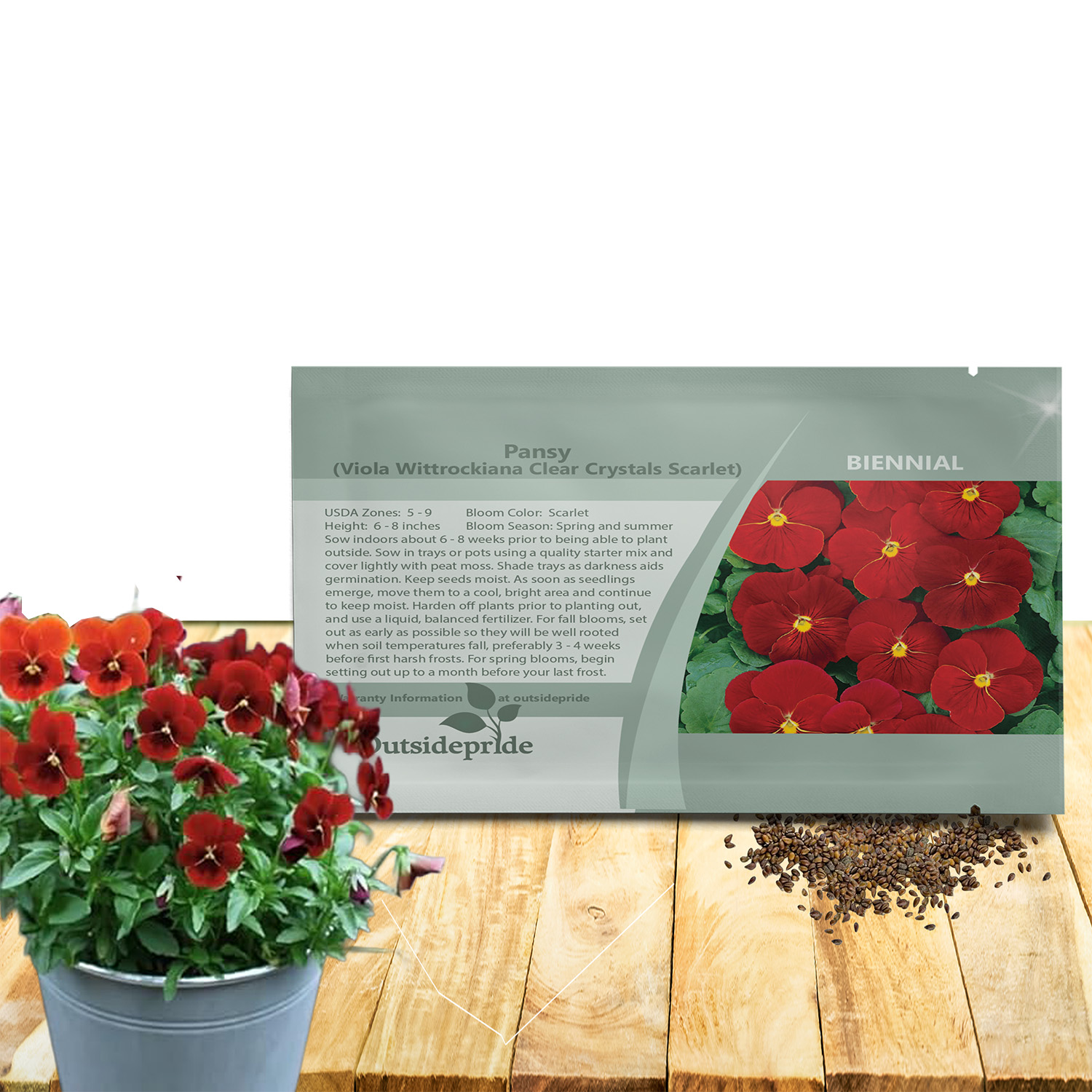 Viola Clear Crystals Scarlet Seed Packet