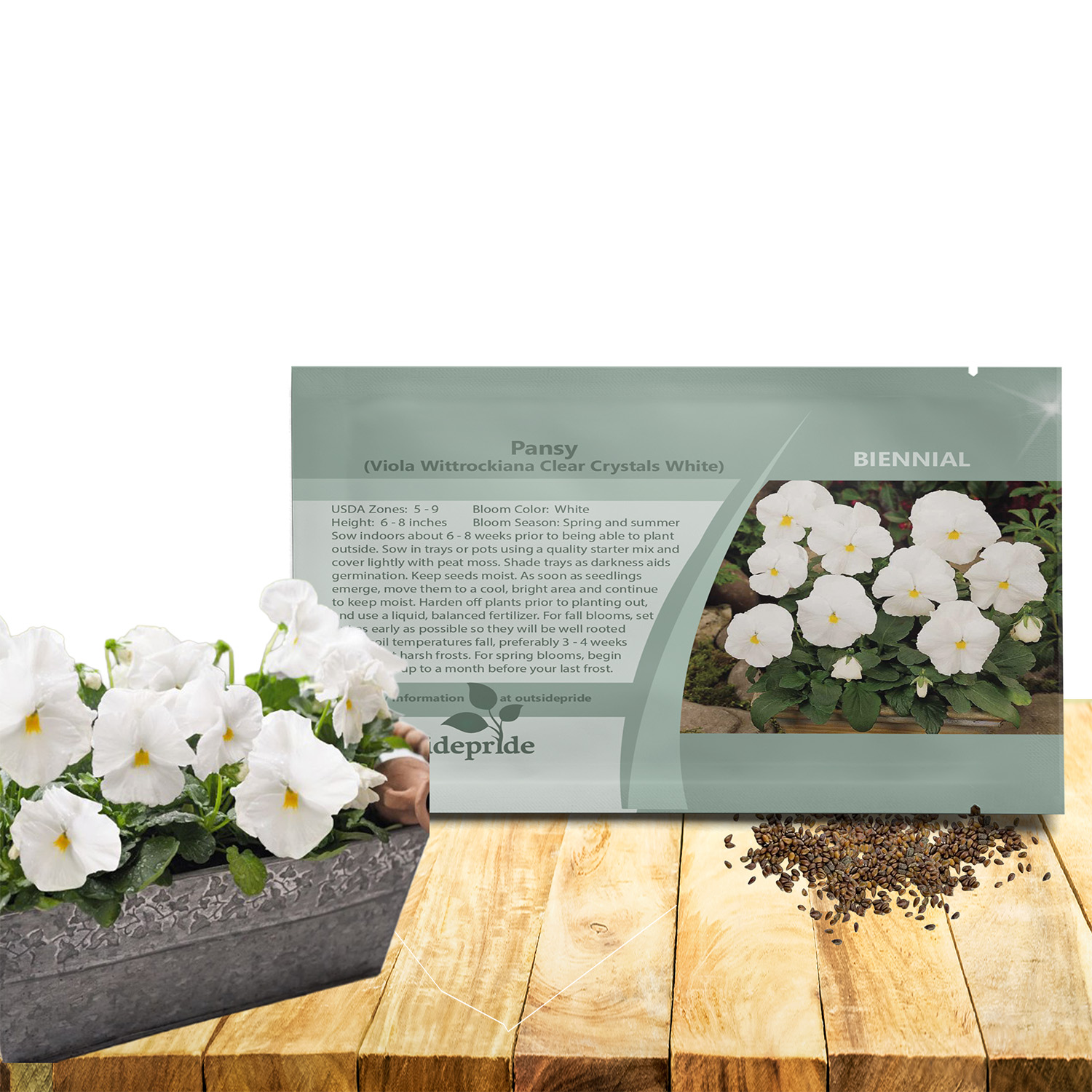 Viola Clear Crystals White Seed Packet