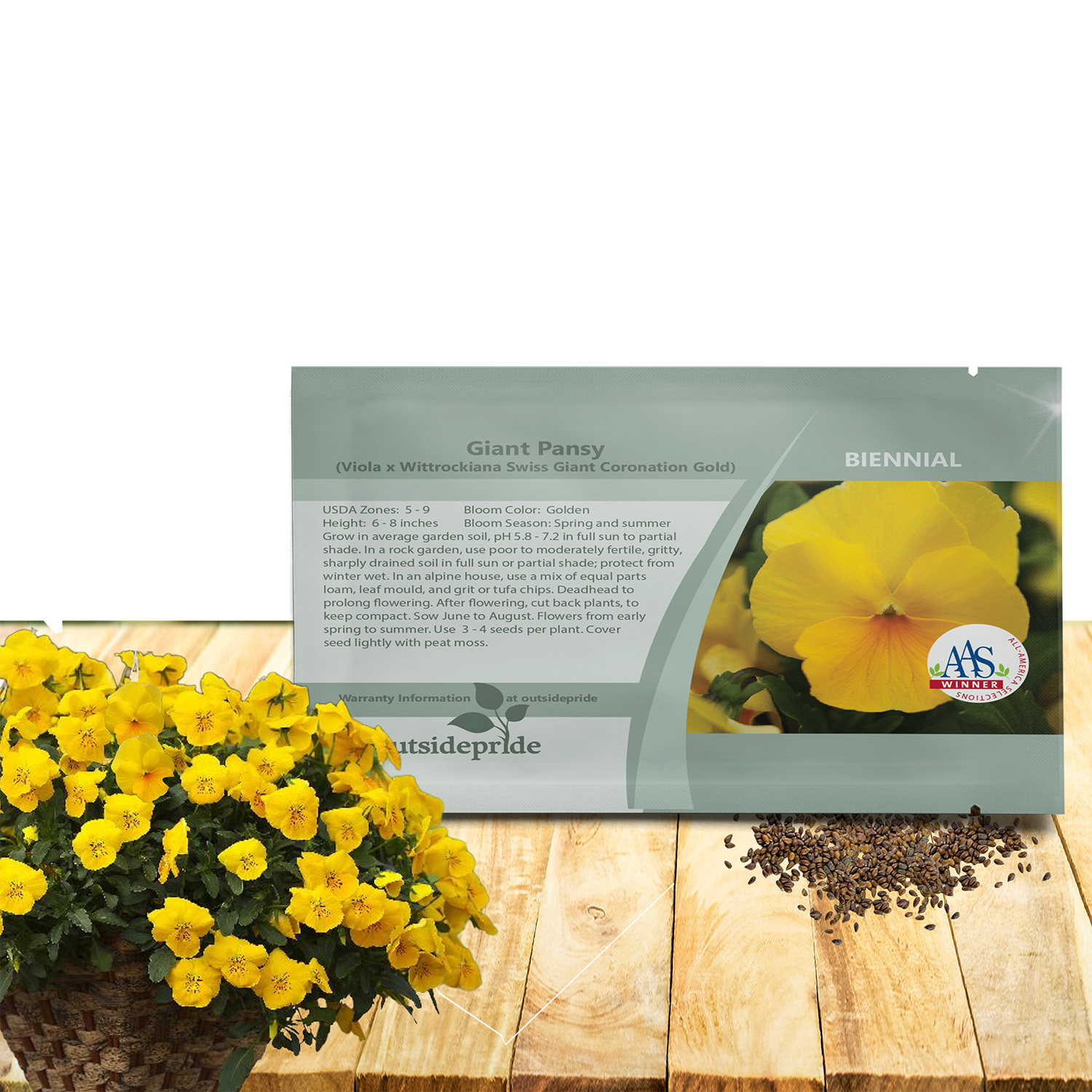 Viola Swiss Giants Coronation Gold Seed Packet