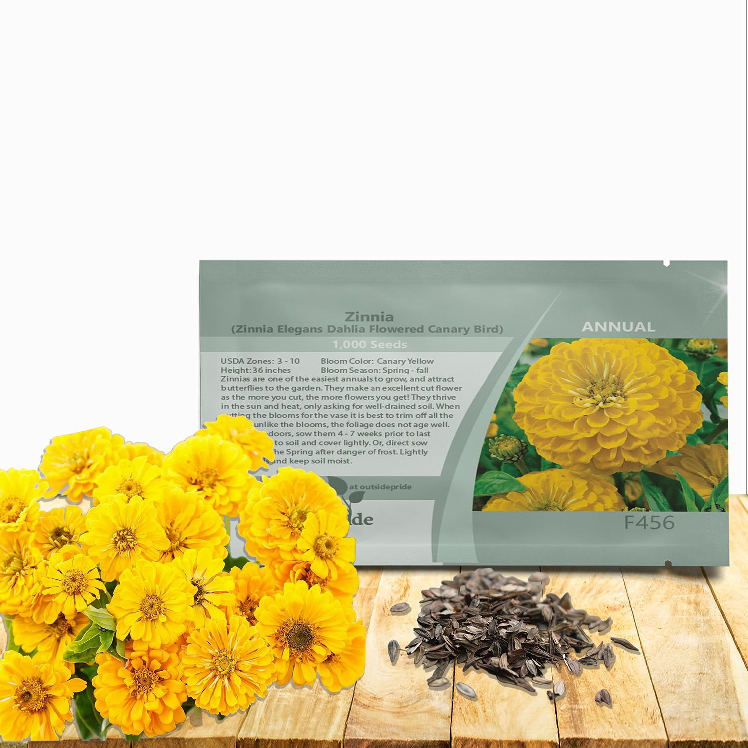 Zinnia Elegans Dahlia Flowered Seed Packet