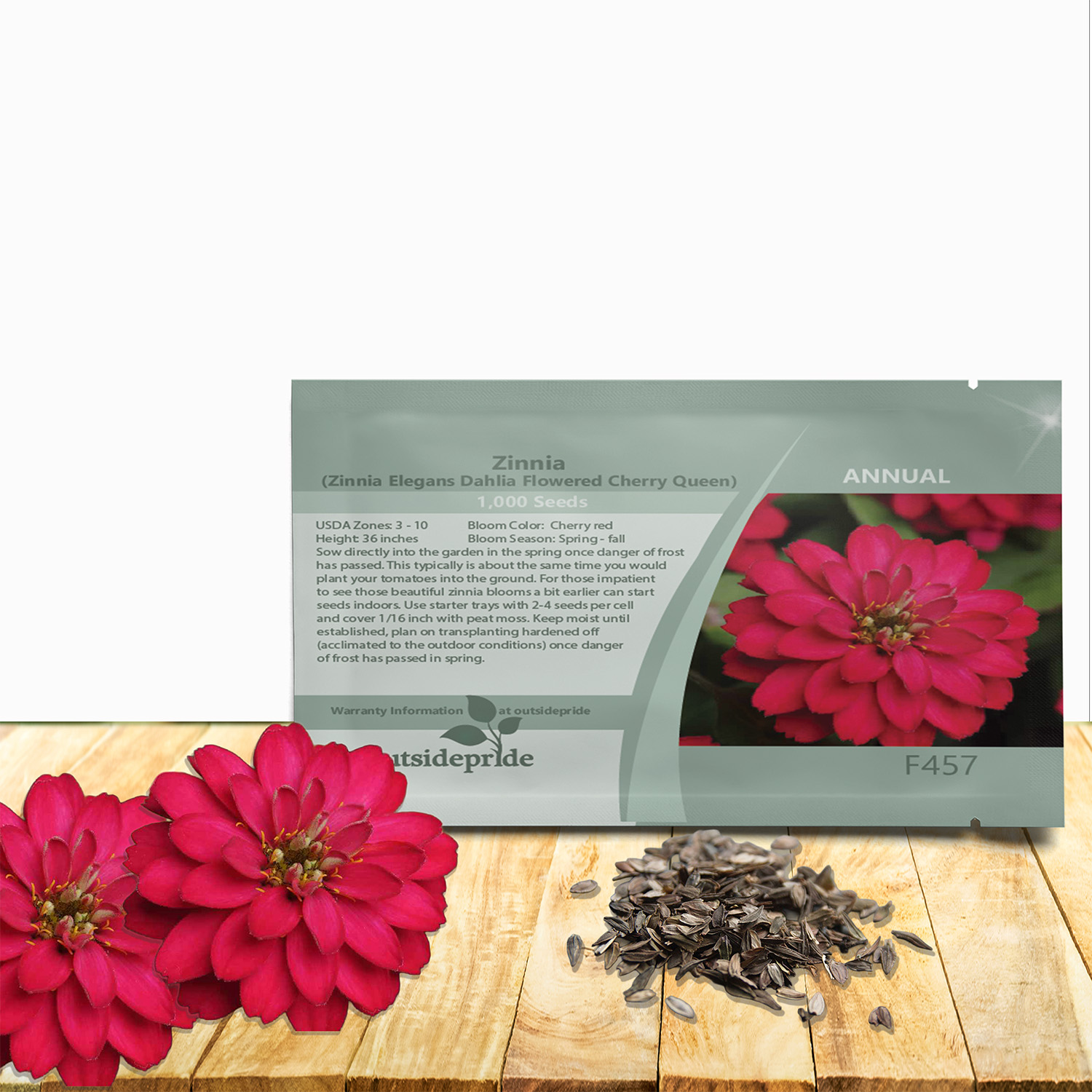 Zinnia Cherry Queen Seed Packet