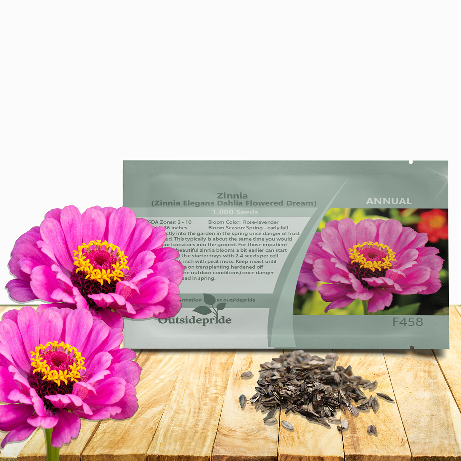 Zinnia Dahlia Flowered Dream Seed Packet