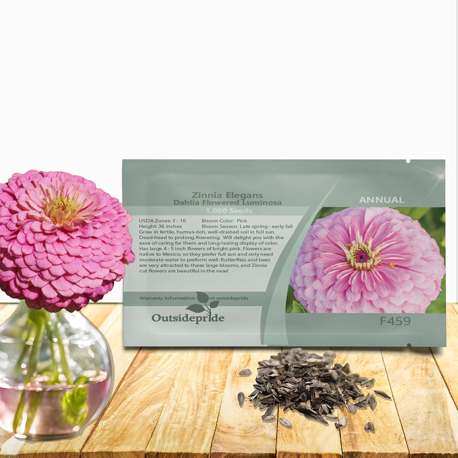Zinnia Dahlia Flowered Luminosa Seed Packet