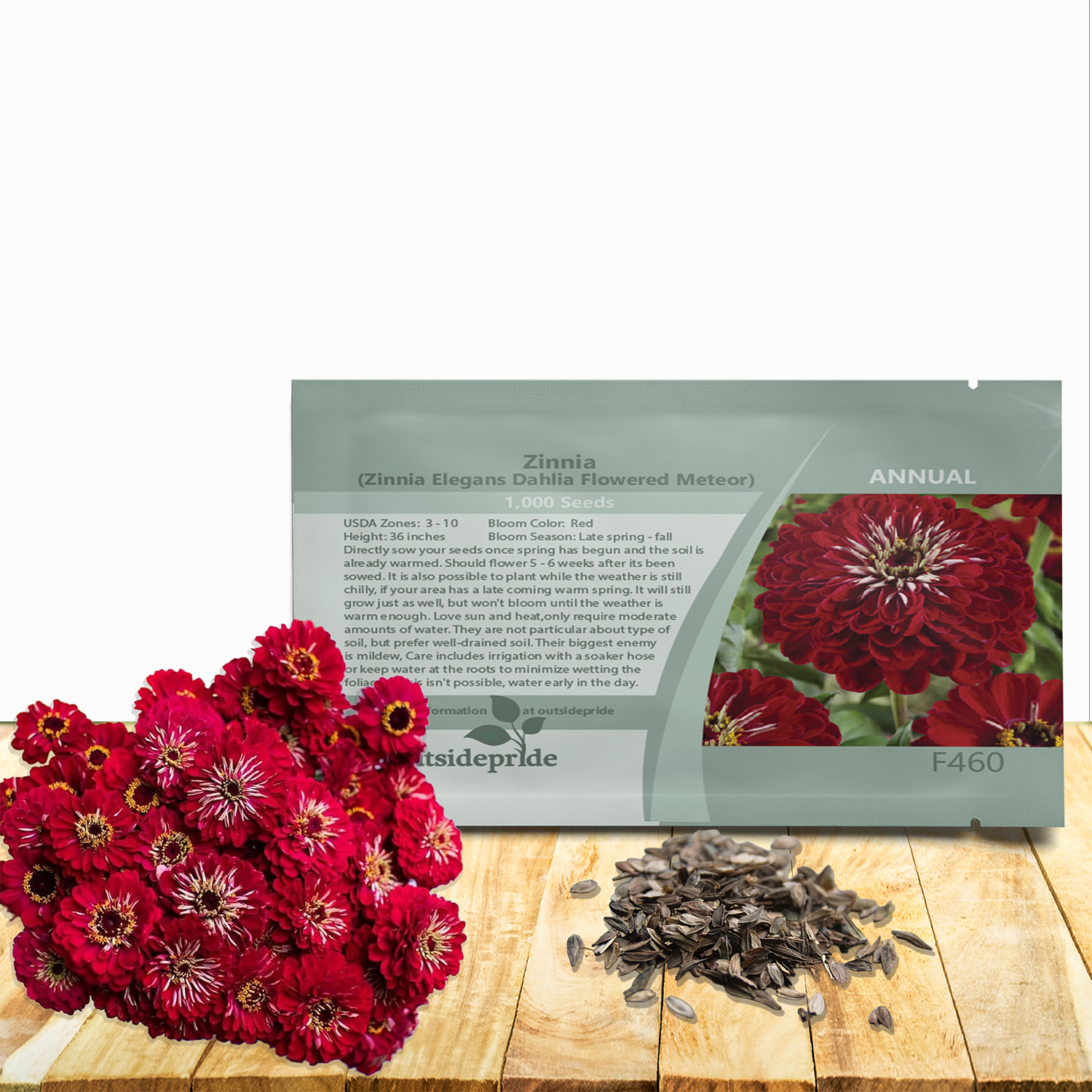 Zinnia Elegans Dahlia Meteor Seed Packet