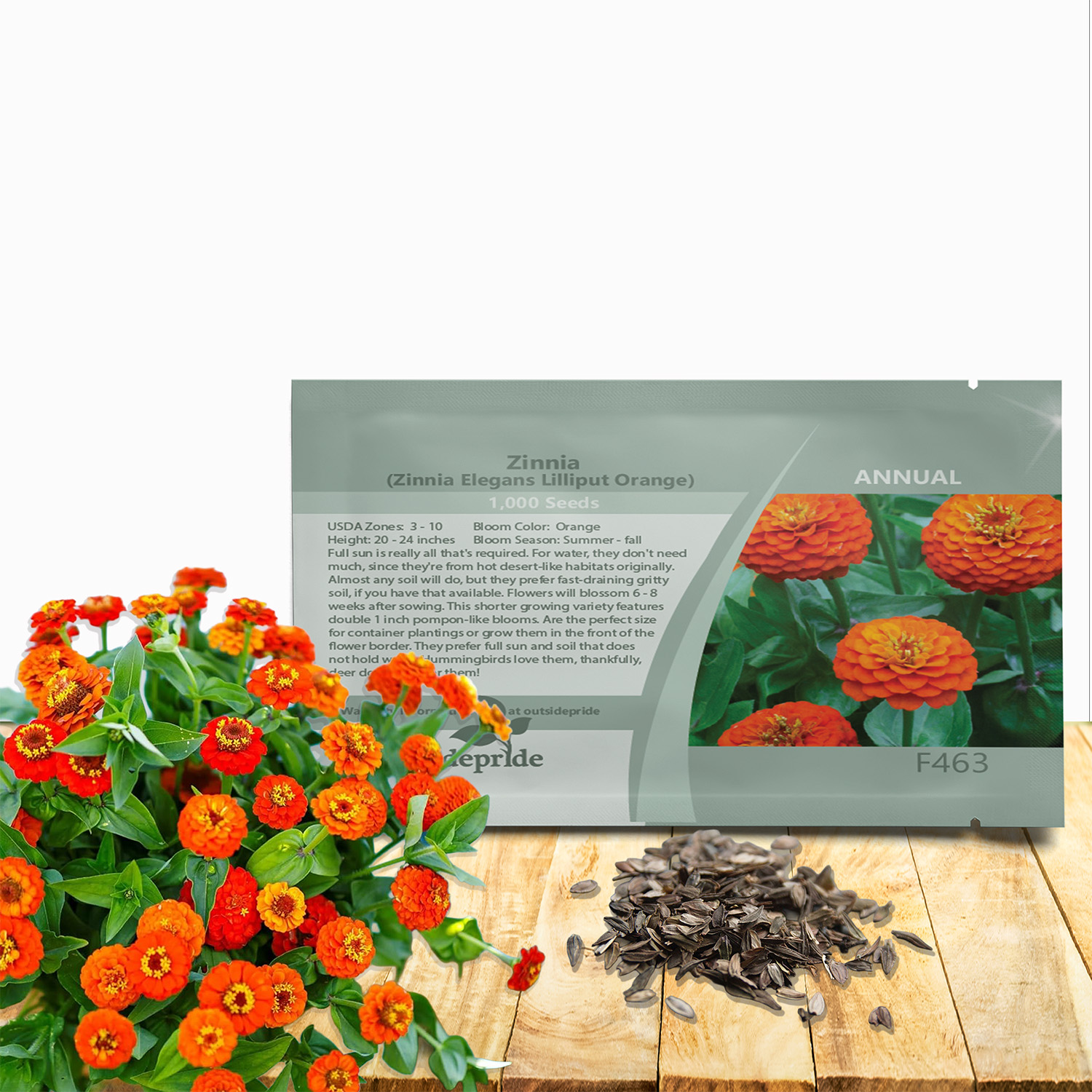Zinnia Elegans Lilliput Orange Seed Packet